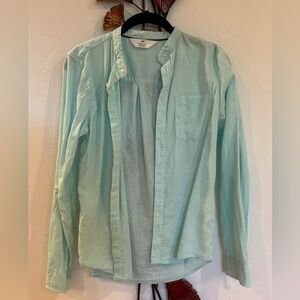 H&M Boys Cotton Linen Blend Tab Collar Long Sleeve Shirt